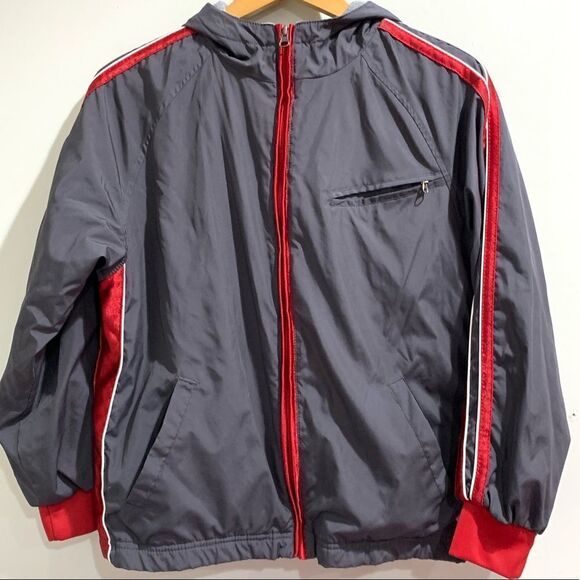 Tek Gear Boys Grey & Red Hooded Jacket — Size L 14/16 - Picture 2 of 6